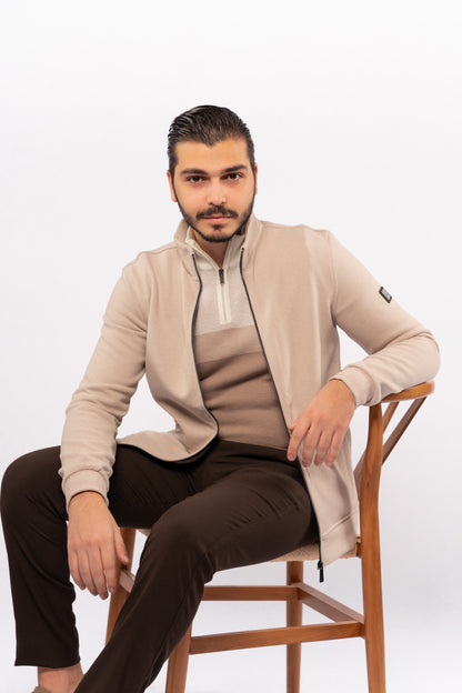 BEIGE SELANIK ZIPPER JACKET