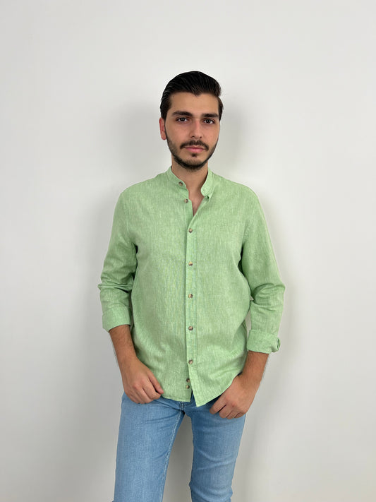 CHINESE LINEN SHIRT GREEN