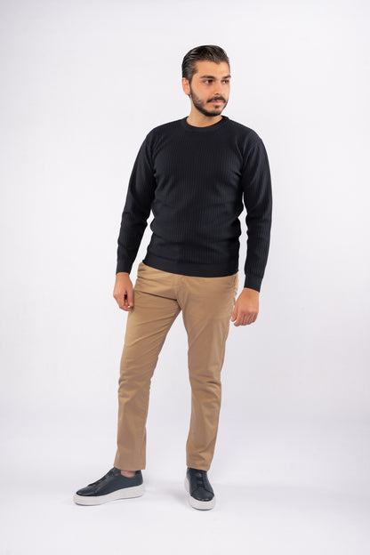NAVY TRICOT ROUNDNECK SWEATER