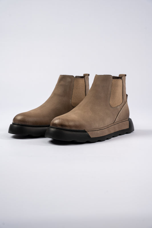 BEIGE CASUAL CHELSEA BOOTS