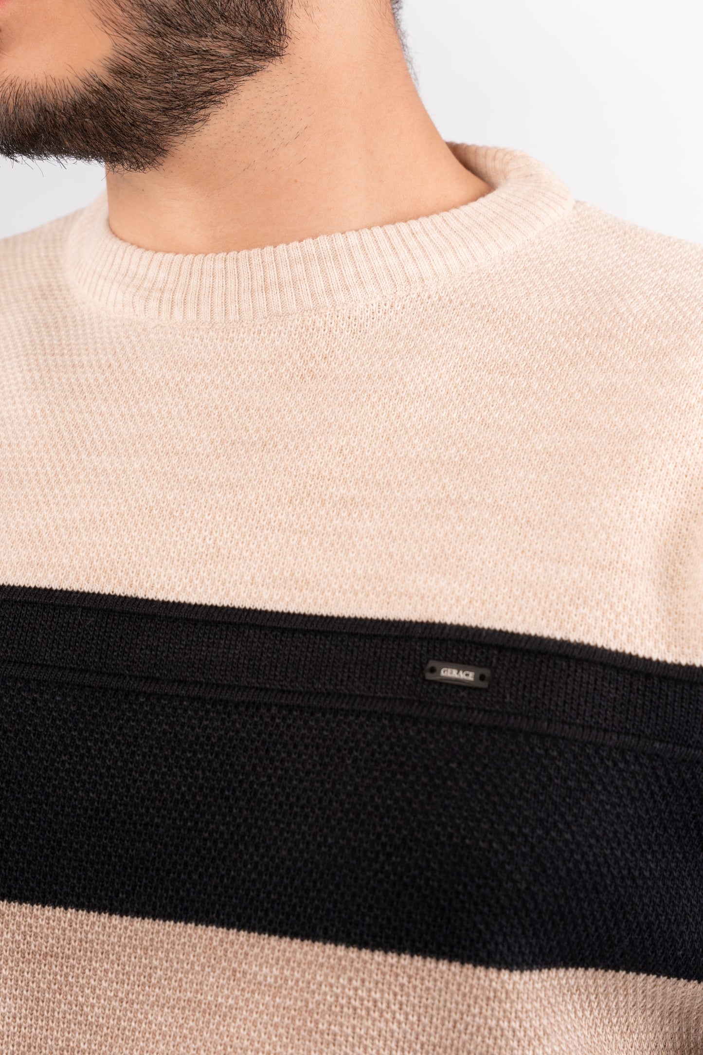 DARK BEIGE URBAN TRICOLOR SWEATER