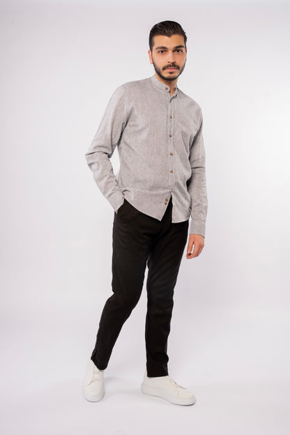 GREY CHINESE LINEN SHIRT