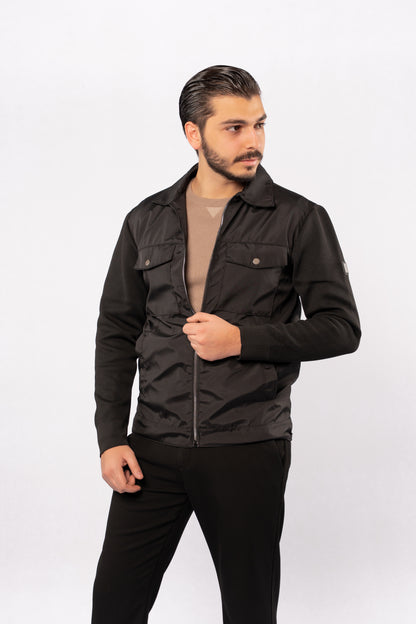 BLACK CASUAL QUILTED JACKET