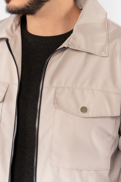 LIGHT BEIGE CASUAL QUILTED JACKET