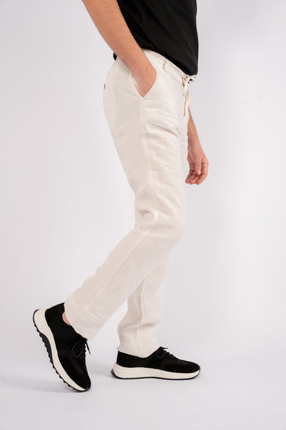 OFFWHITE LINEN TROUSERS