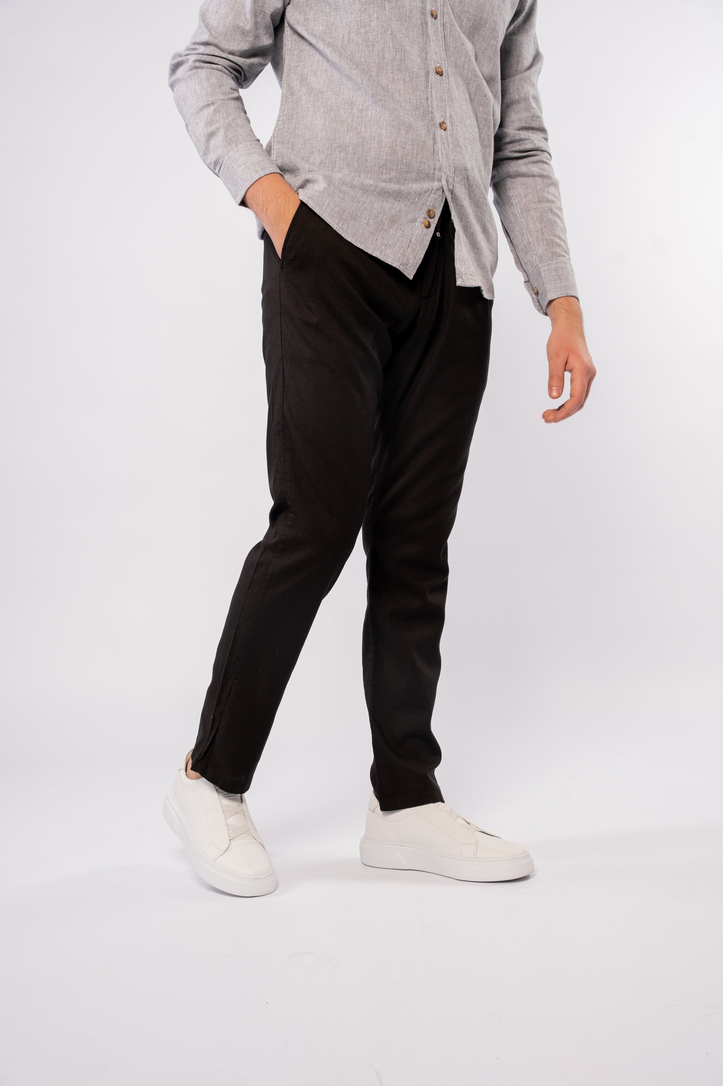 GREY CHINESE LINEN SHIRT