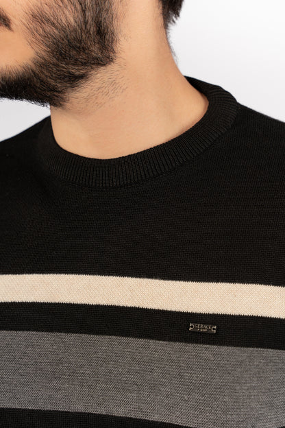 BLACK DOUBLE LINE SWEATER