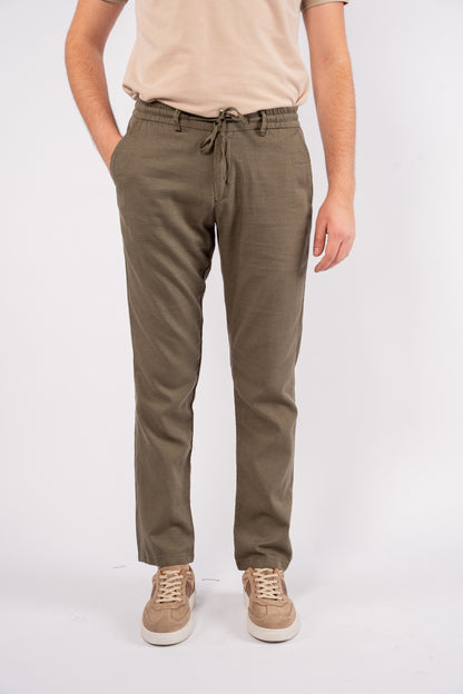 OLIVE LINEN TROUSERS