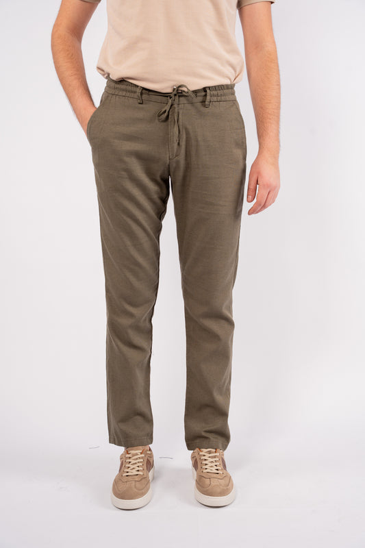 OLIVE LINEN TROUSERS