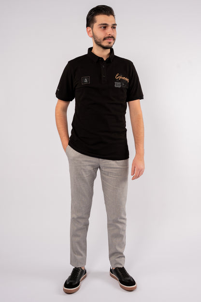 BLACK RETRO POLO