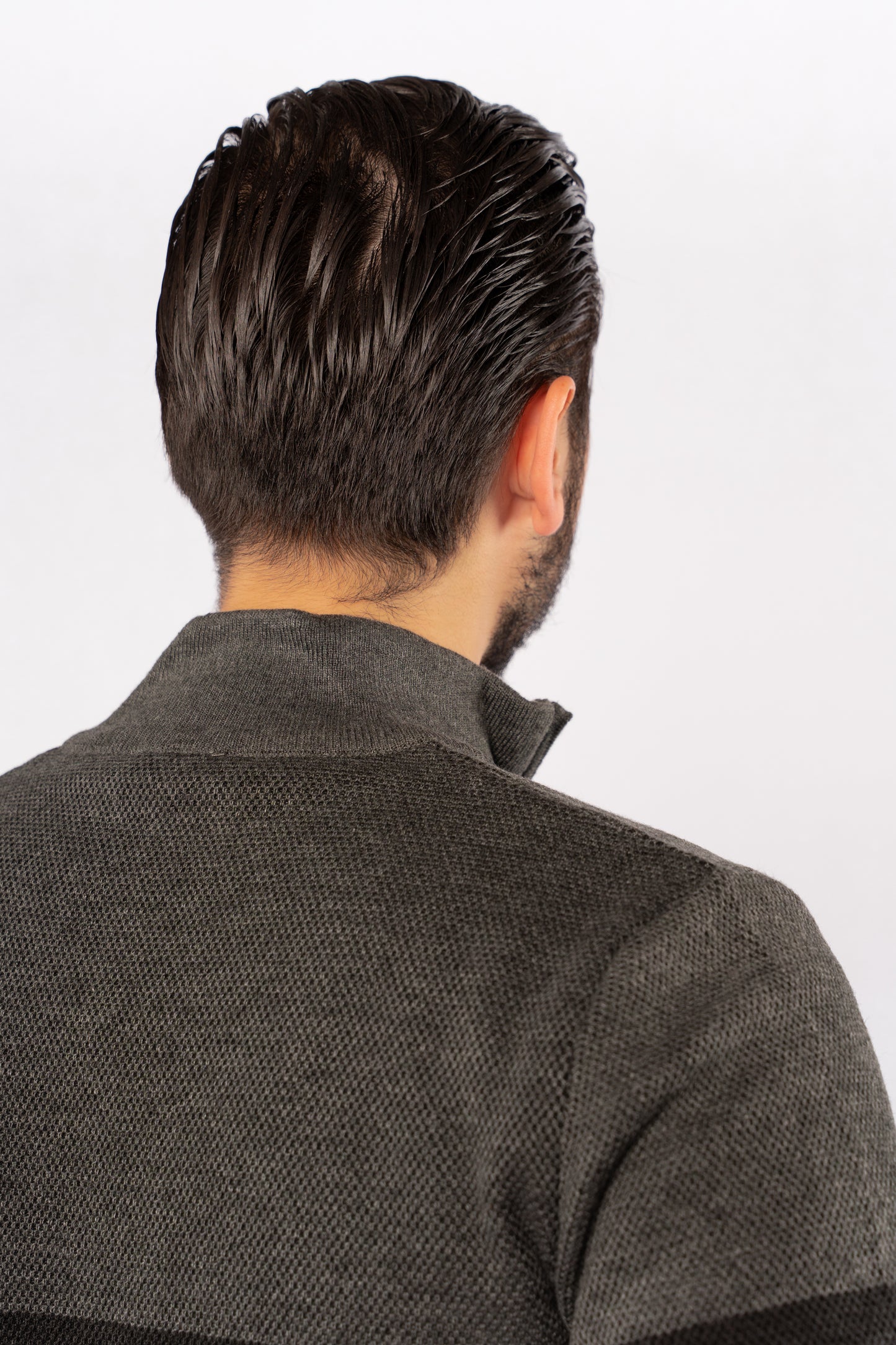 BLACK GREY CASUAL HIGHNECK ZIPPER