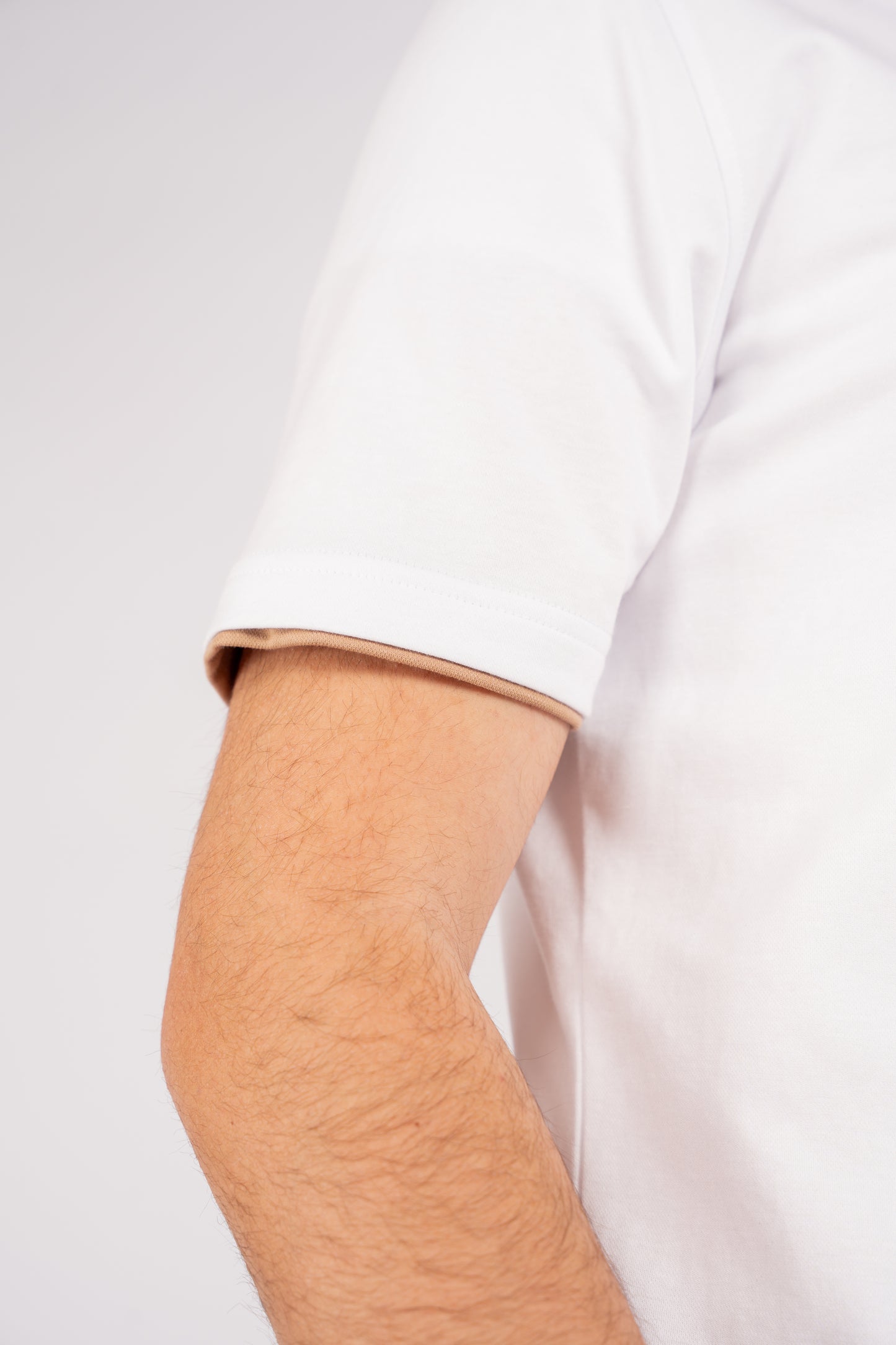 WHITE DOUBLE NECKLINE MERCERIZED TSHIRT