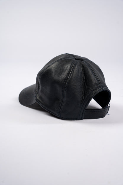 NAVY LEATHER CAP