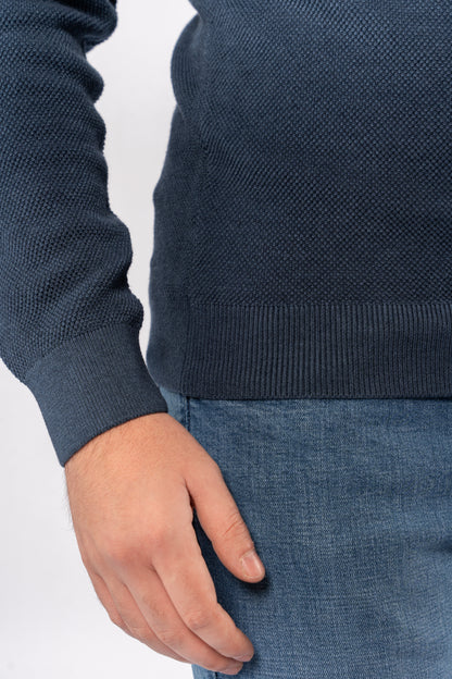INDEGO ROUND NECK PIQUET SWEATER