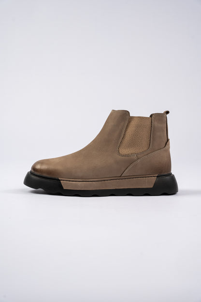 BEIGE CASUAL CHELSEA BOOTS