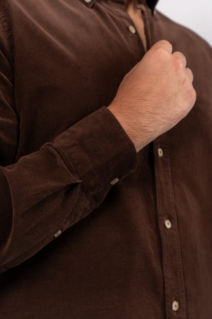 BROWN ELEGANCE VELVET SHIRT