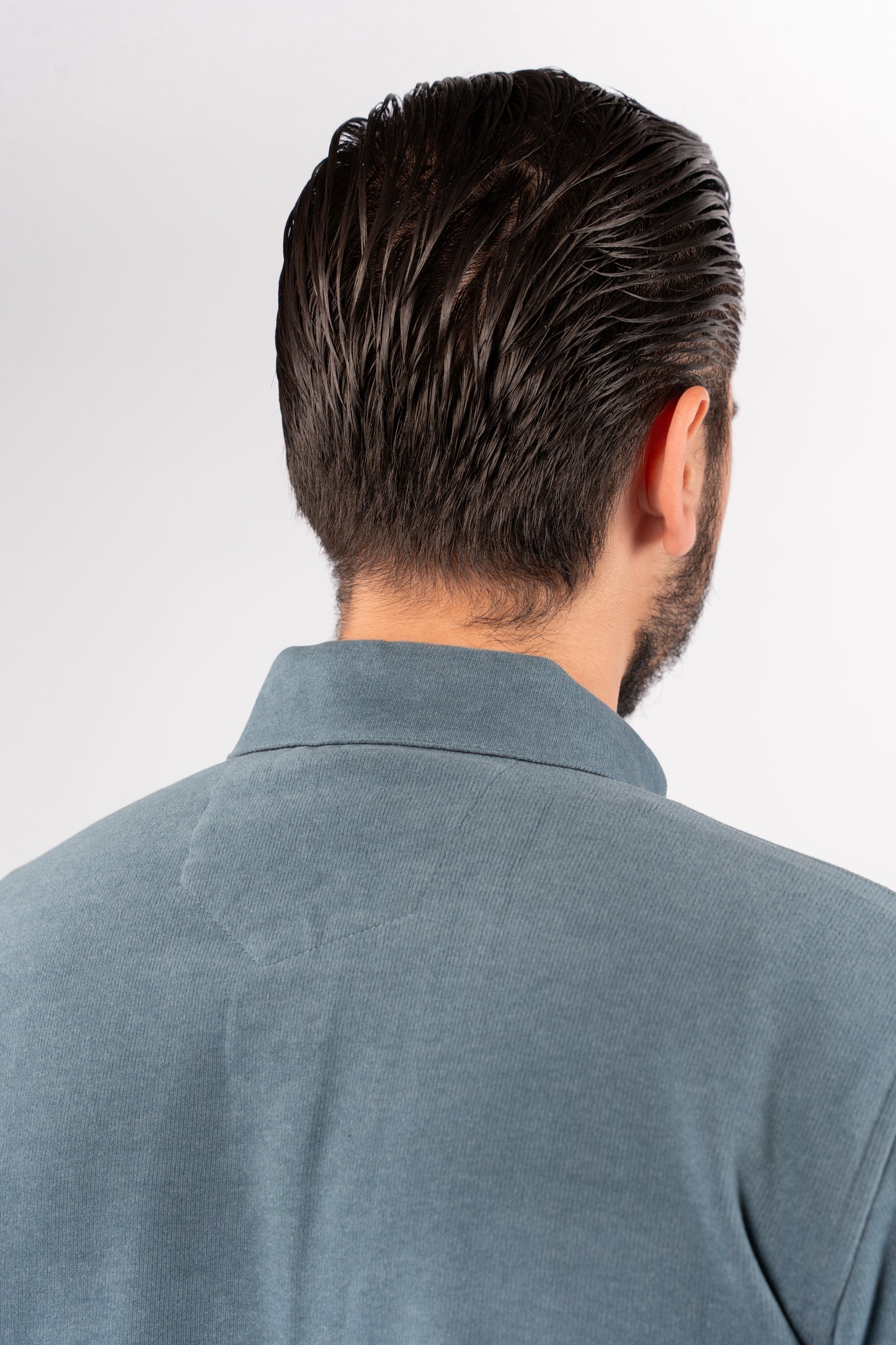 BLUE BUTTON POLO SWEATER