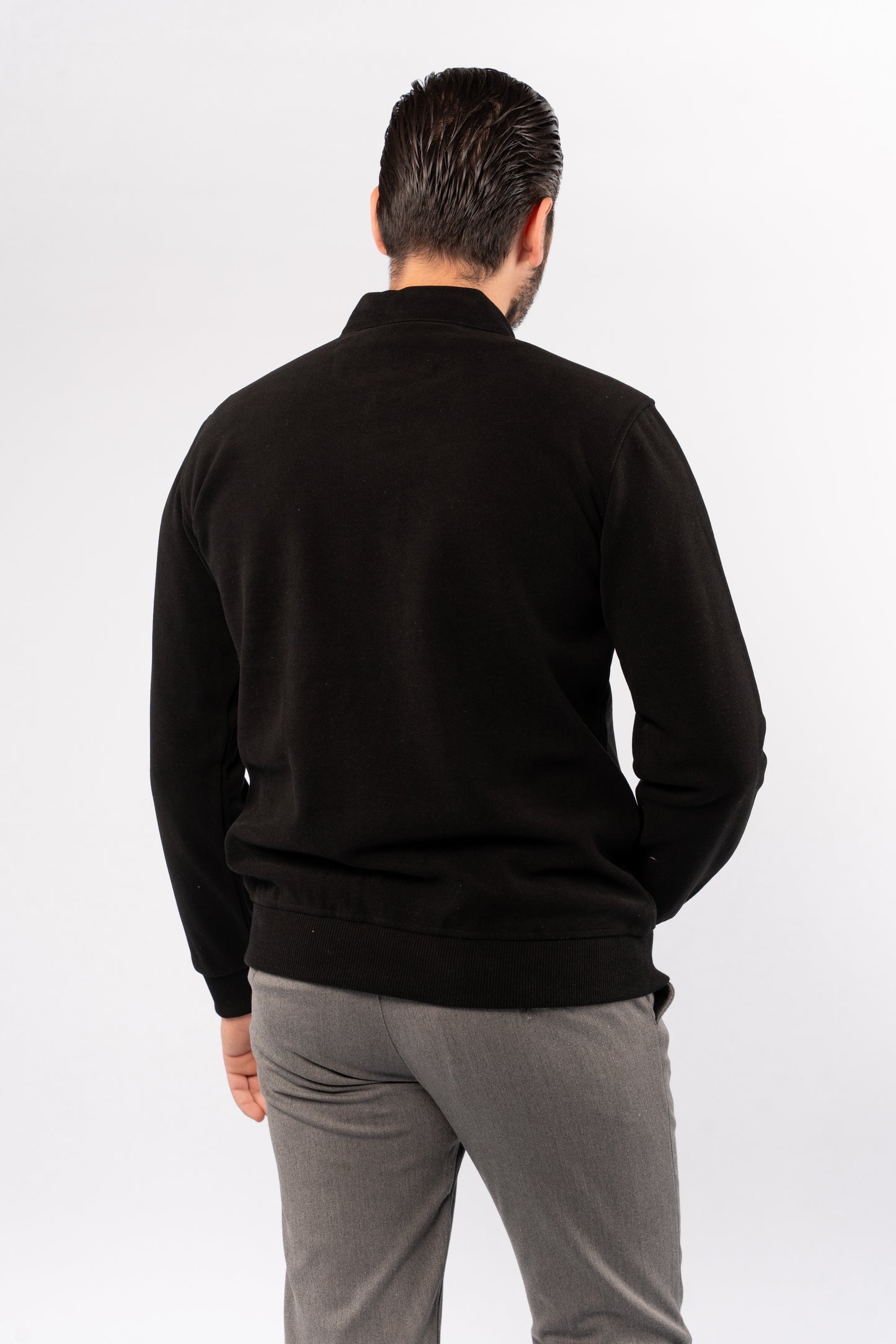 BLACK BUTTON POLO SWEATER