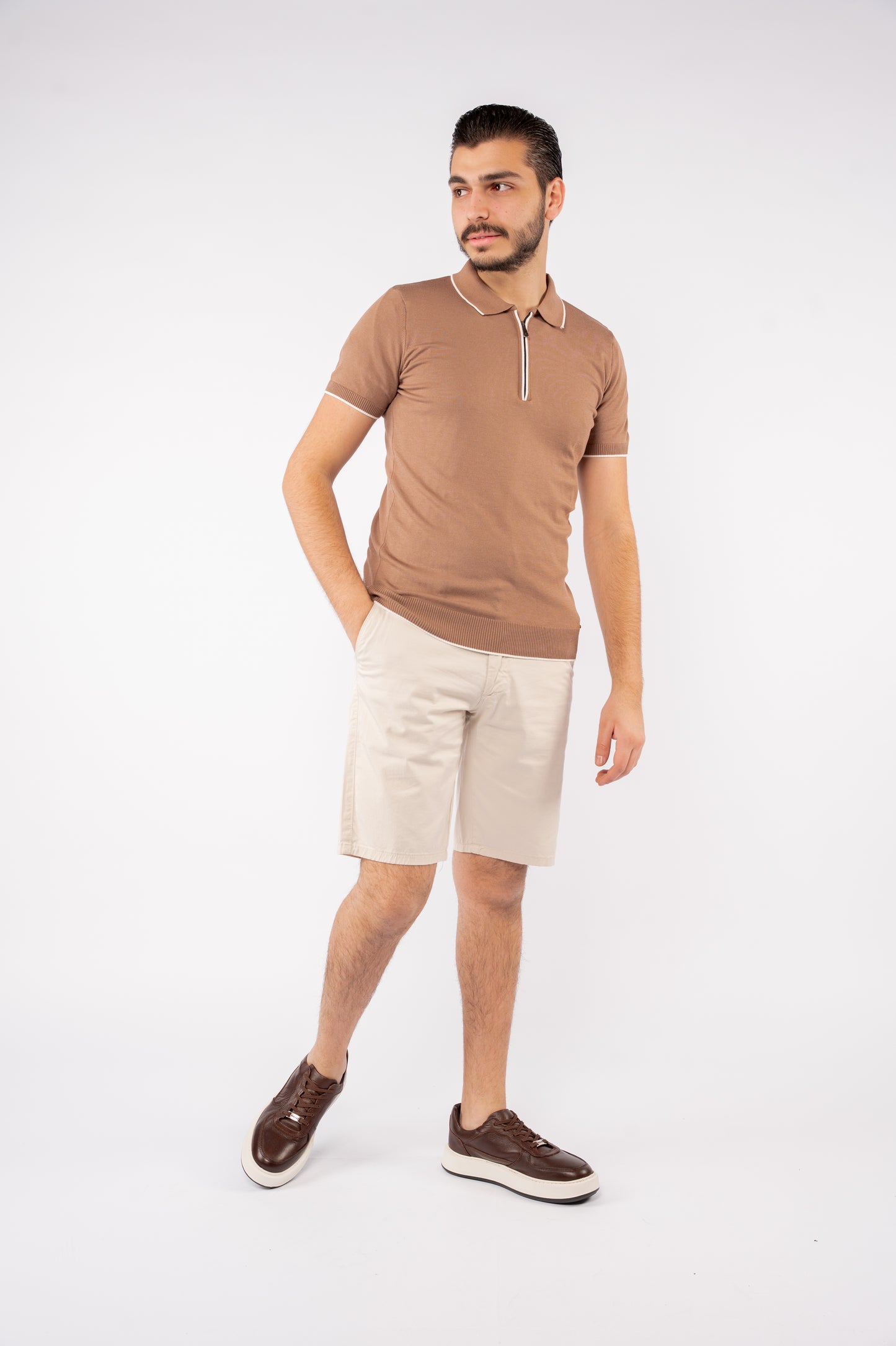MOCHA WHITE LINE POLO