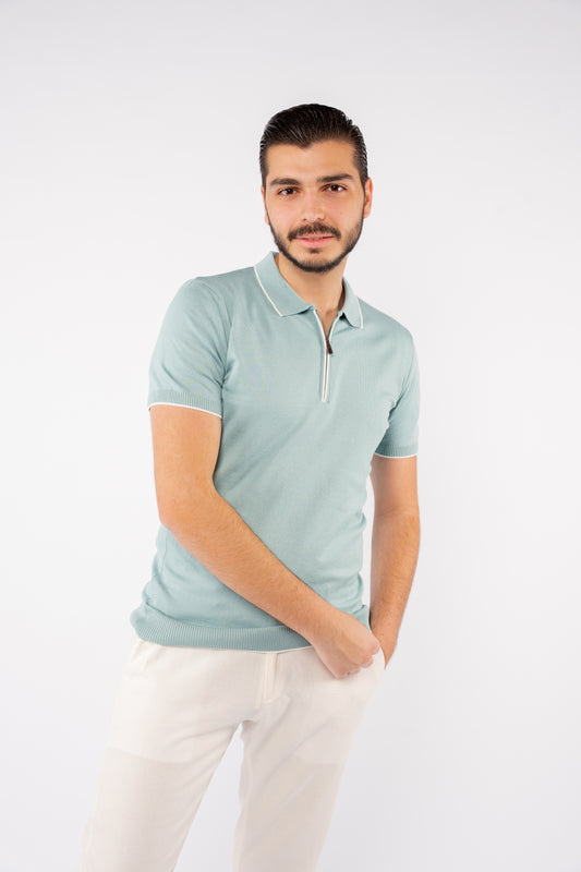 MINT WHITE LINE POLO