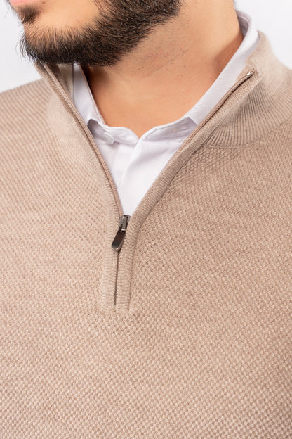BEIGE HIGHNECK ZIPPER