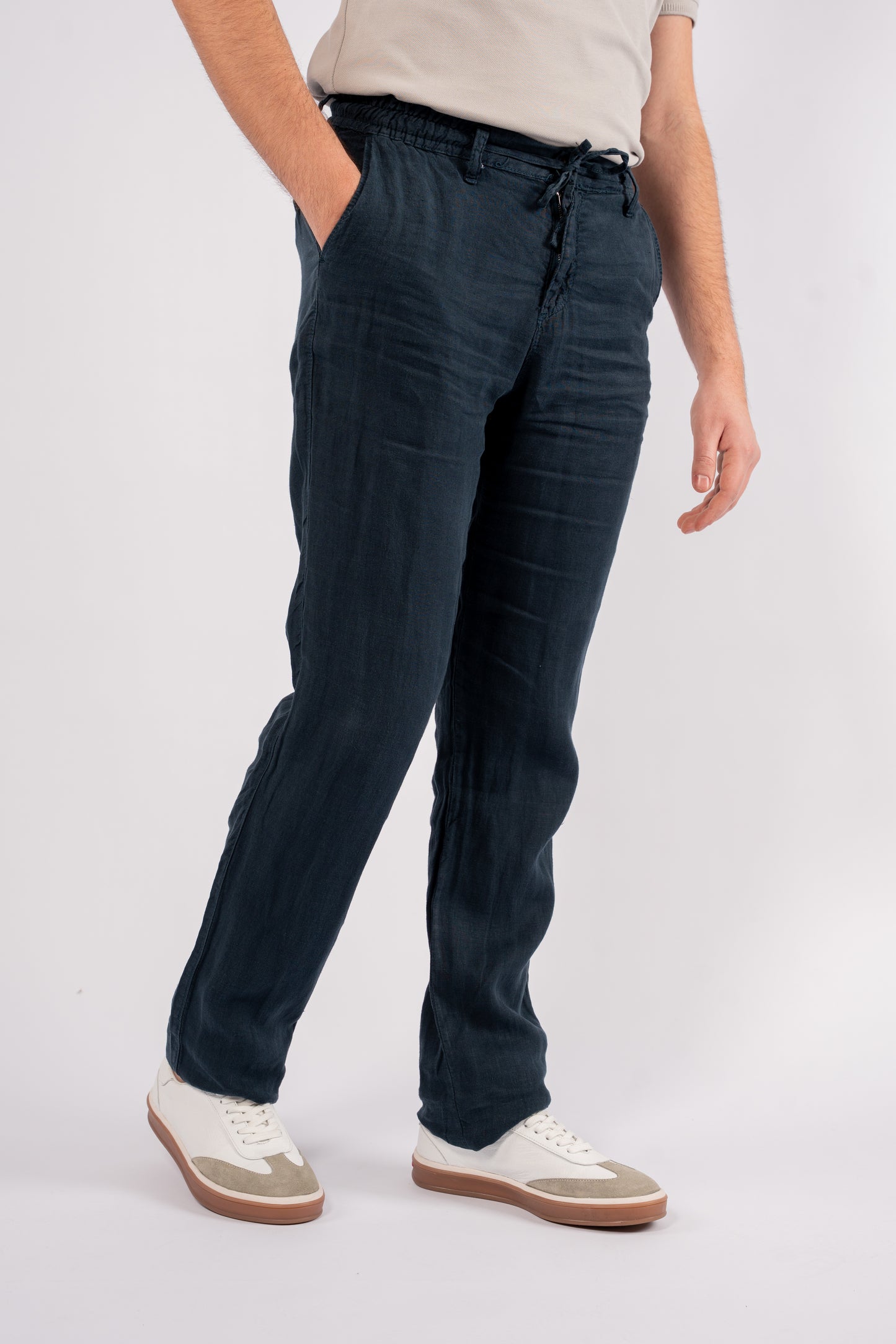 NAVY LINEN TROUSERS