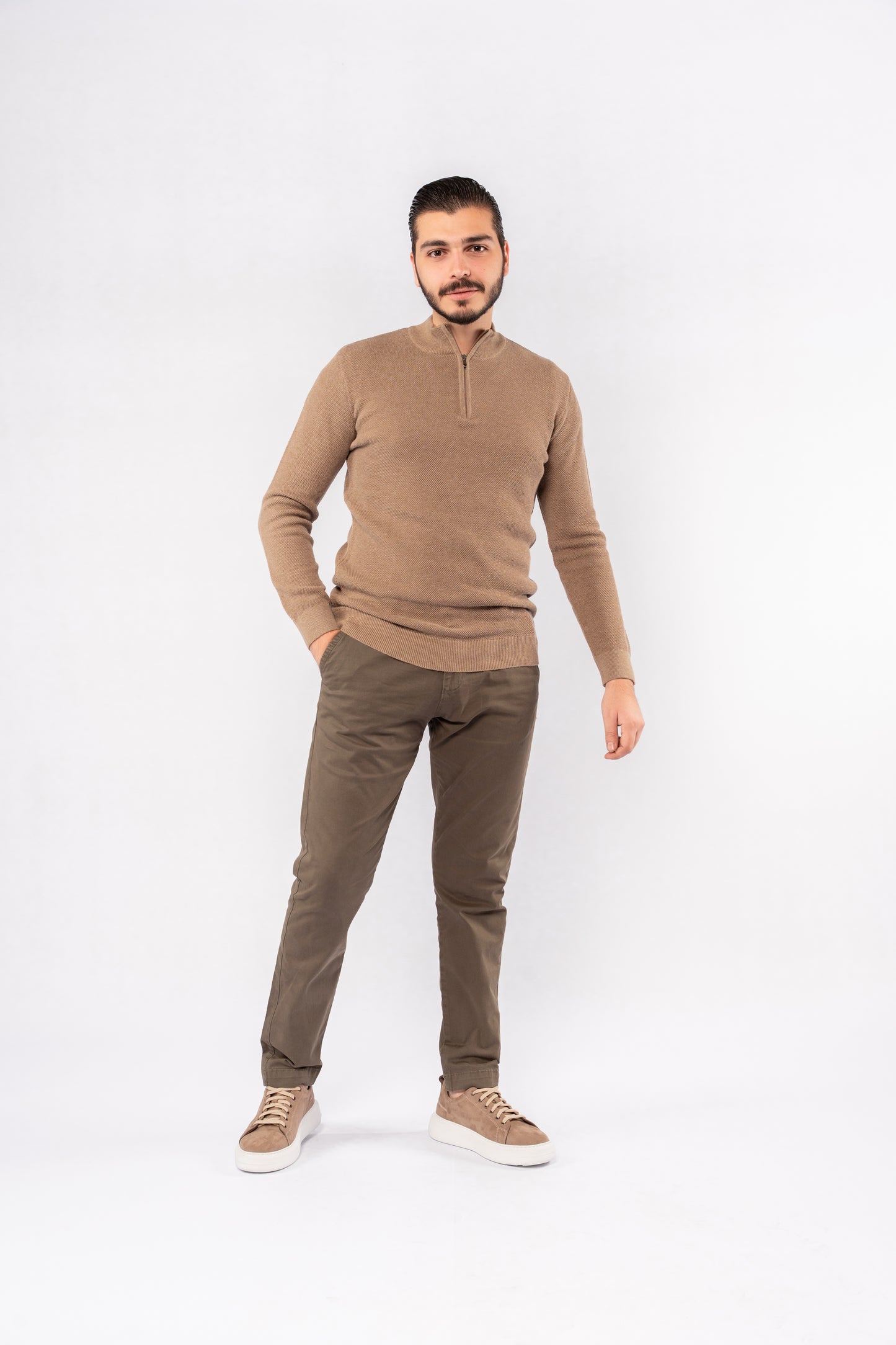 DARK BEIGE HIGHNECK ZIPPER