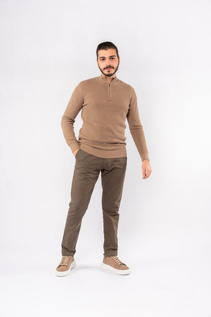 DARK BEIGE HIGHNECK ZIPPER