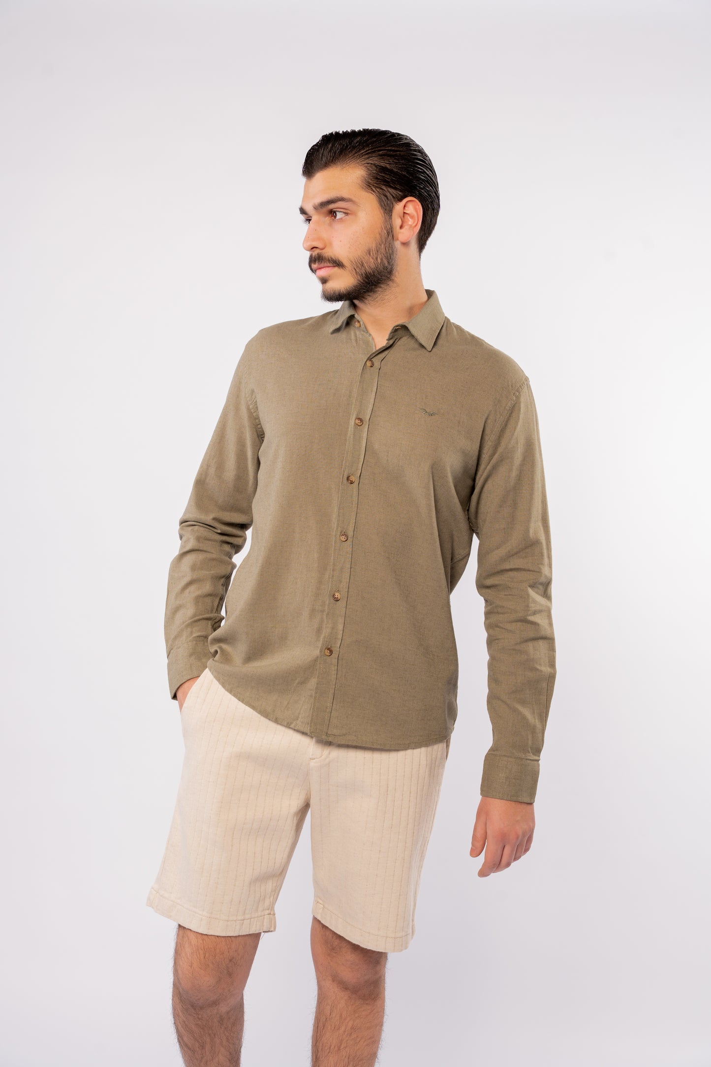 OLIVE LINEN SHIRT