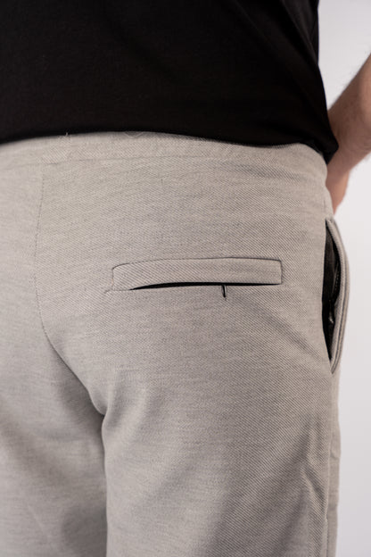 GREY PIQUET COTTON SHORT