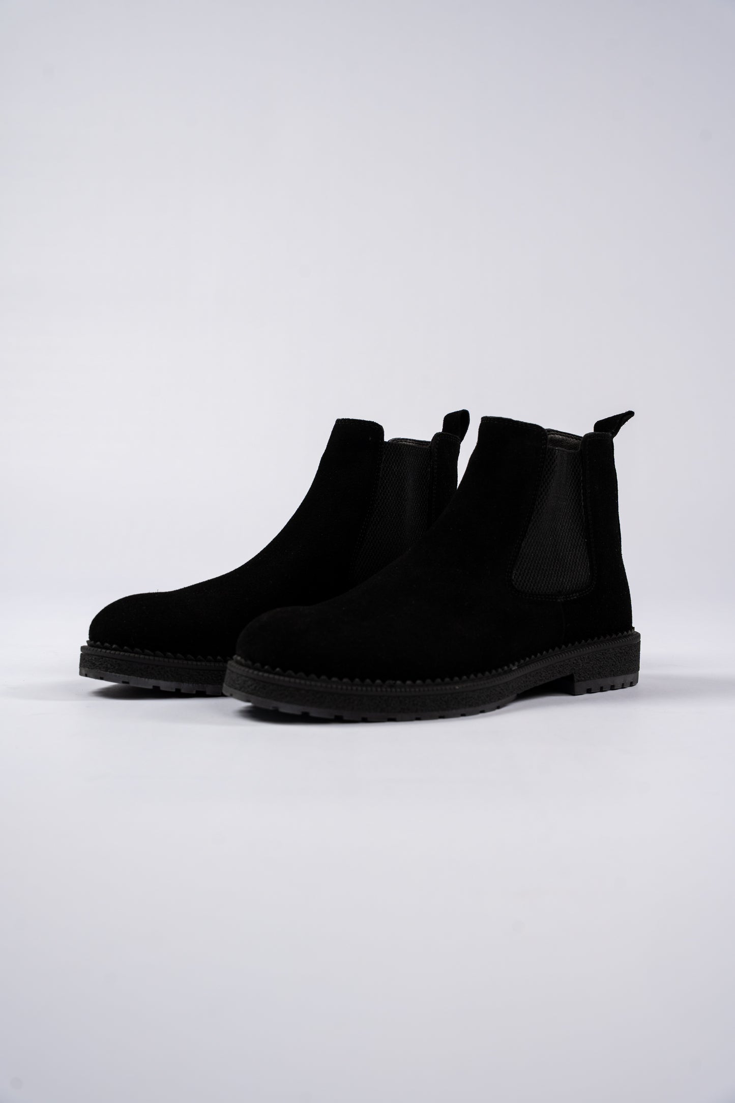 BLACK SUEDE CHELSEA BOOTS