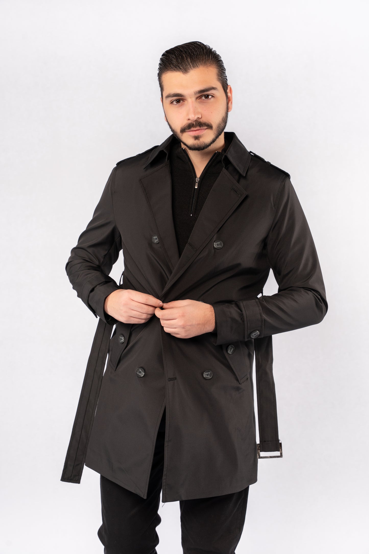 BLACK ELEGANCE TRENCH COAT