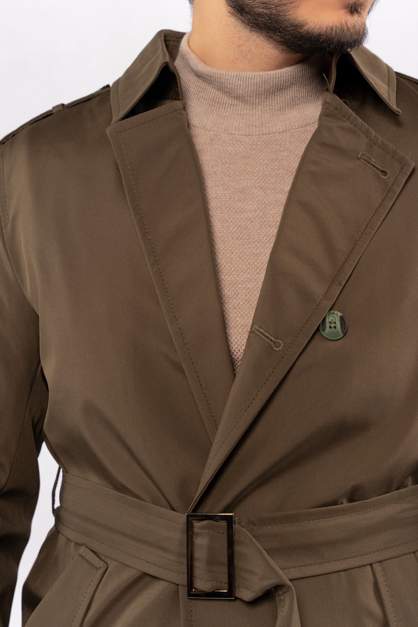 OLIVE ELEGANCE TRENCH COAT
