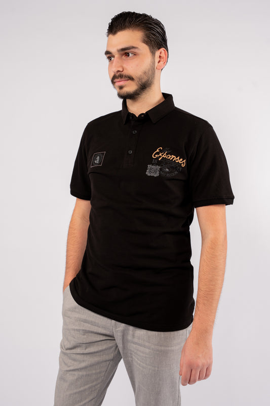 BLACK RETRO POLO