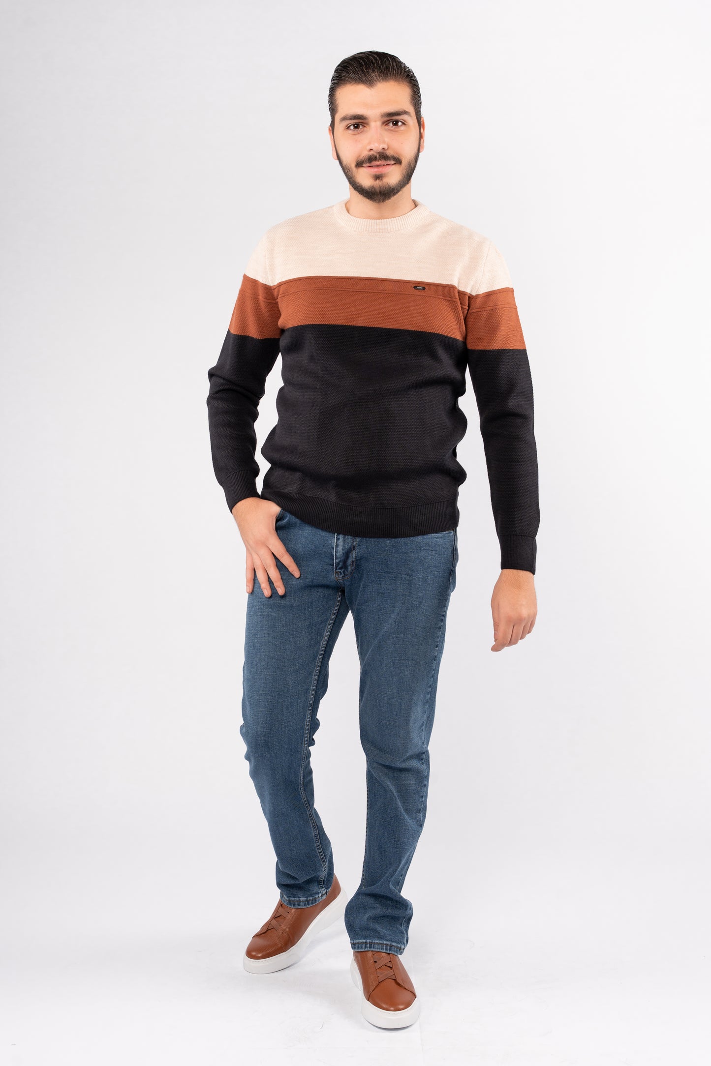 NAVY URBAN TRICOLOR SWEATER