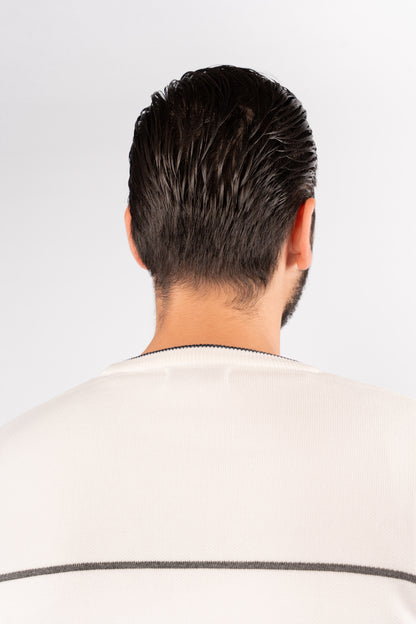 WHITE-NAVY LINE SWEATER