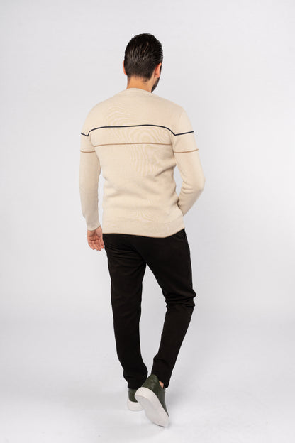 BEIGE-DARK BEIGE LINE SWEATER