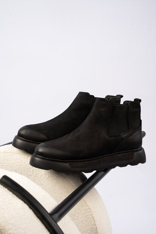 BLACK CASUAL CHELSEA BOOTS
