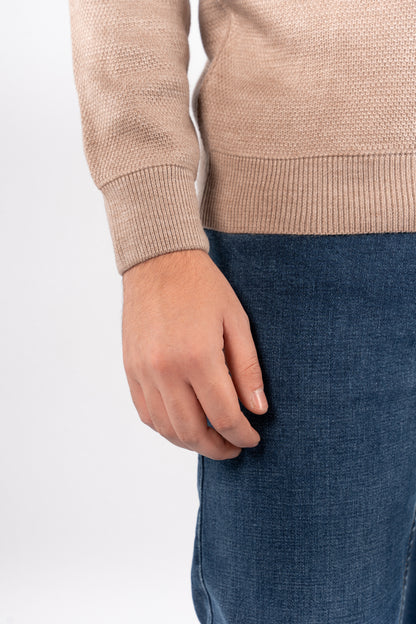 DARK BEIGE URBAN TRICOLOR SWEATER