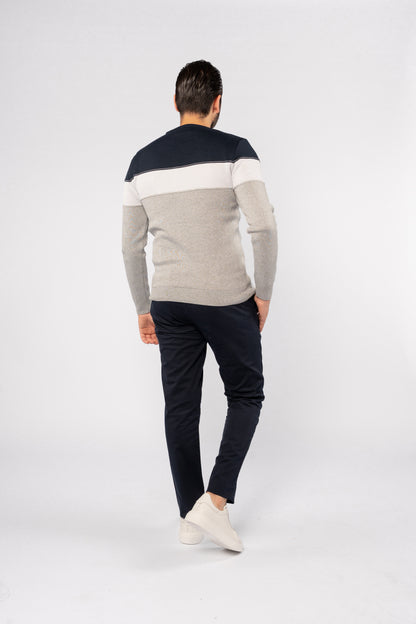 GREY TRIO COLOR SWEATER