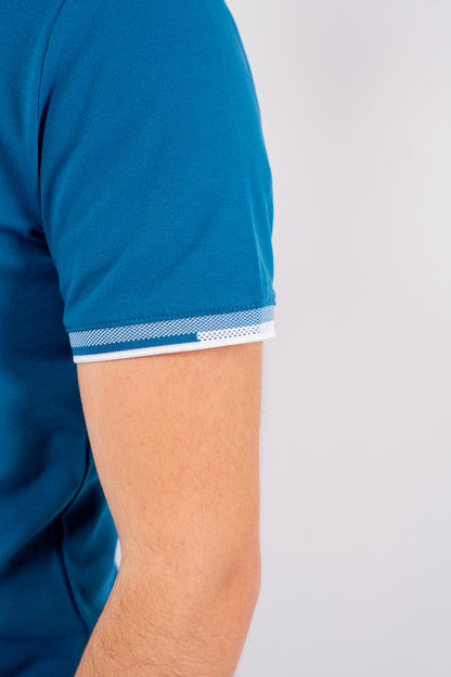BLUE GITAN BUTTON COLLAR POLO