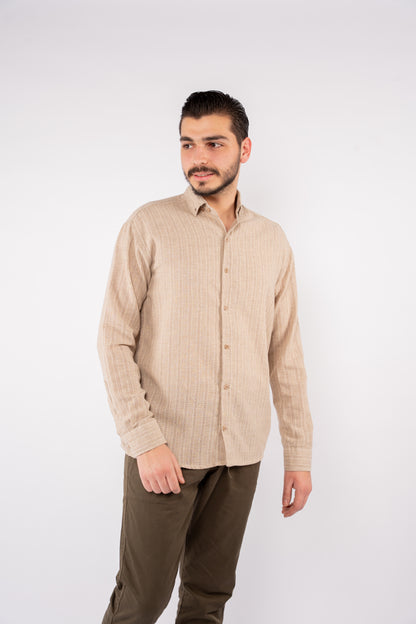 DARK BEIGE LINED SHIRT