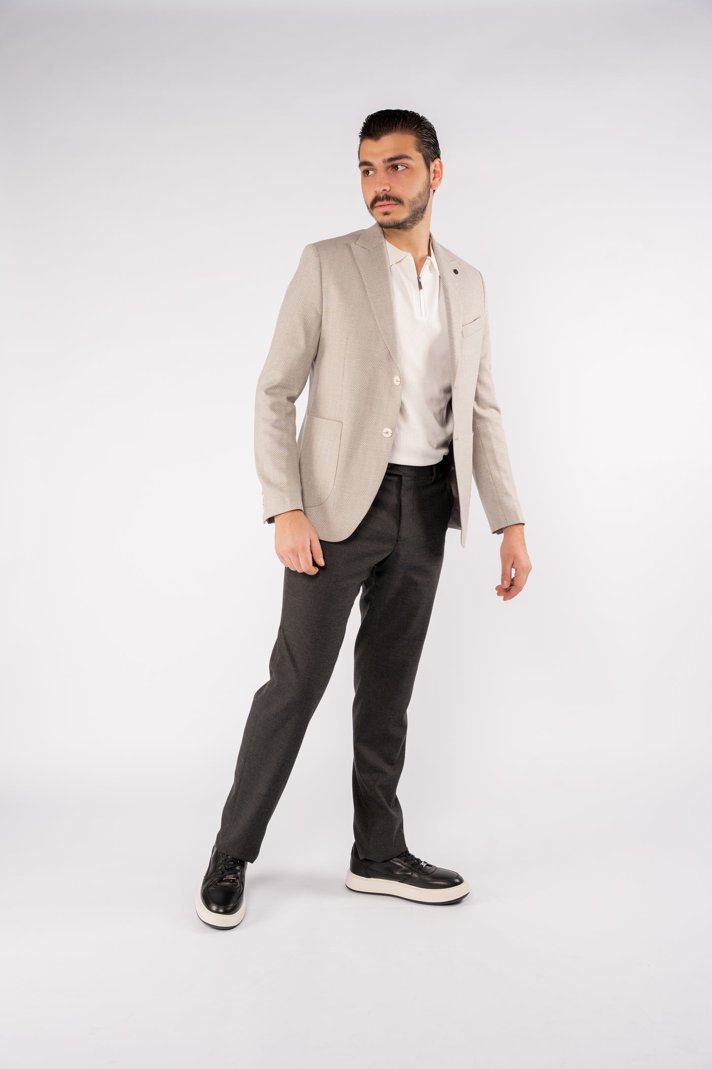GREY ZIGZAG TEXTURE BLAZER