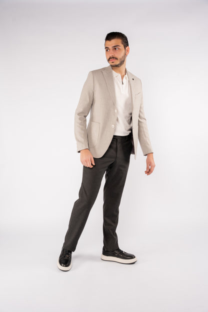 GREY ZIGZAG TEXTURE BLAZER
