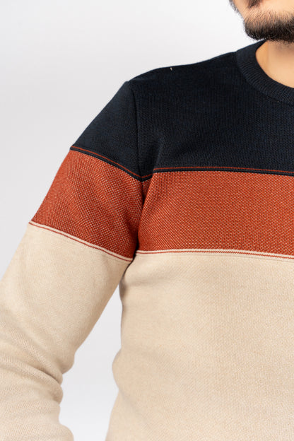 BEIGE TRIO COLOR SWEATER