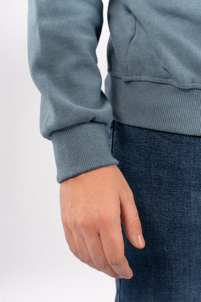 BLUE BUTTON POLO SWEATER