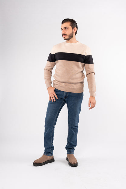 DARK BEIGE URBAN TRICOLOR SWEATER
