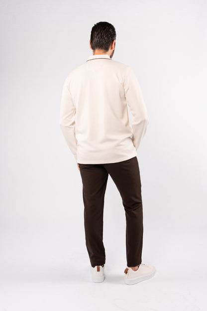 WHITE POLO ZIPPER SWEATER