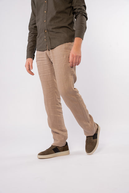 DARK OLIVE CHINESE LINEN SHIRT