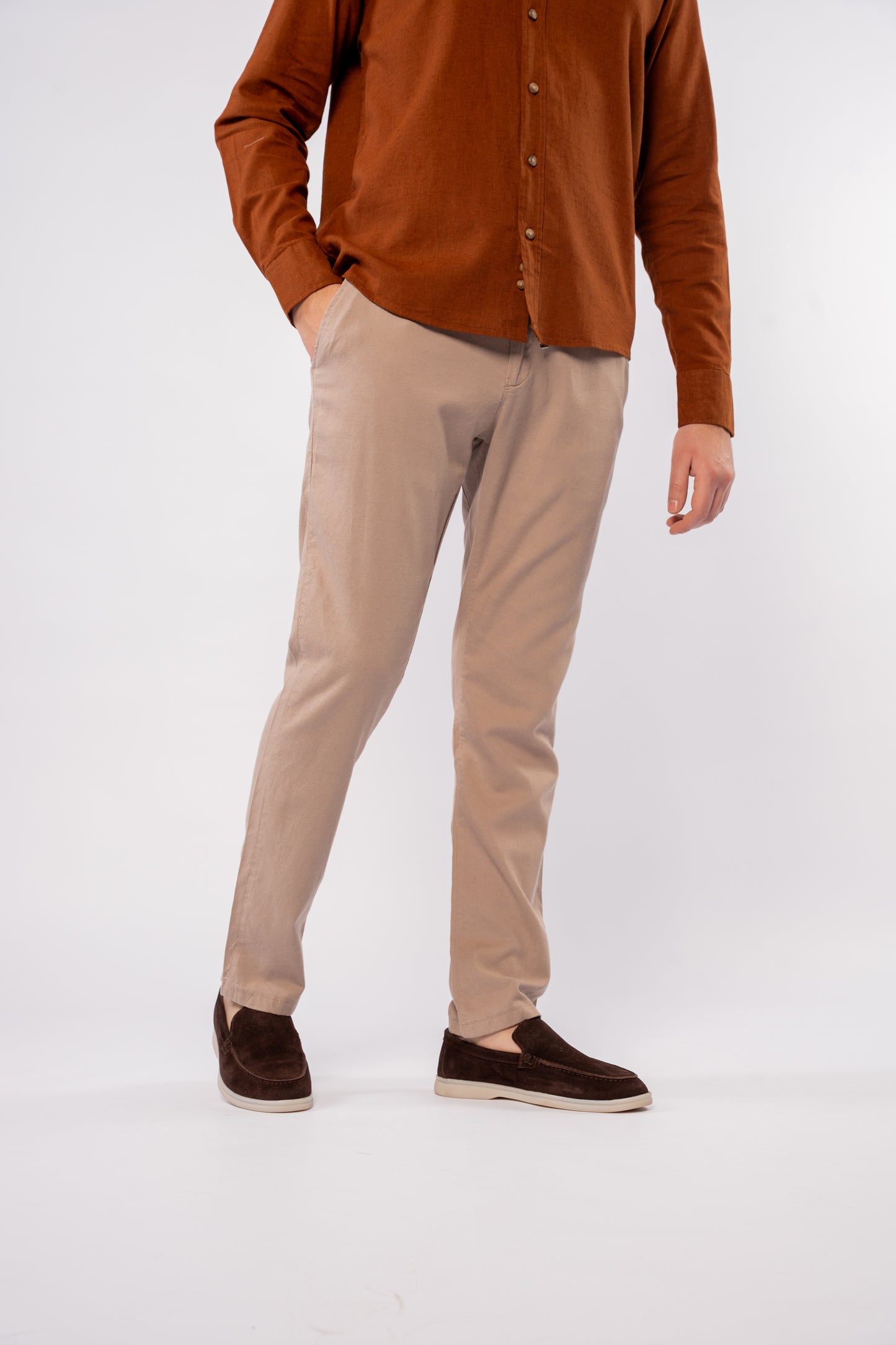 LIGHT BROWN LINEN SHIRT